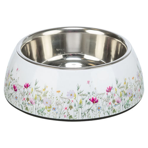 Trixie Edelstahlnapf Blumen-Motiv weiß/bunt, Maße: 0,2 l