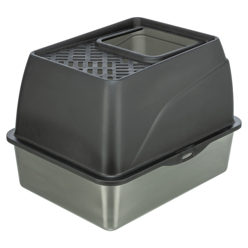 Trixie Edelstahltoilette Hop-In grau, Maße: 40 x 39 x 52 cm