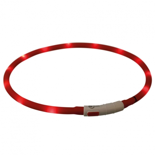 Trixie Flash Leuchtring USB aus Silikon rot