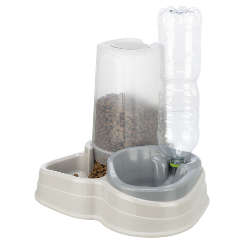 Trixie Futter- und Wasserspender grau/taupe für Katzen