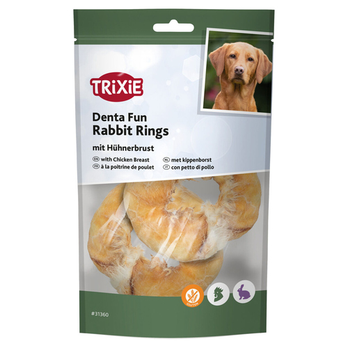 Trixie Hundesnack Denta Fun Rabbit Rings mit Hühnerbrust 100 g - 6 Stück / Sparpaket