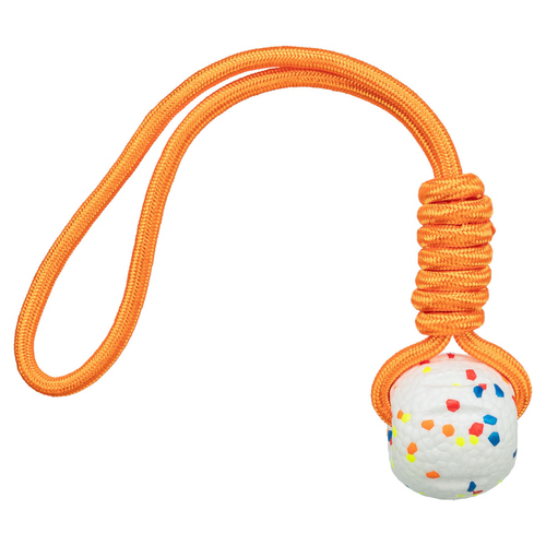 Trixie Hundespielzeug Light & Strong Ball am Tau weiß/bunt
