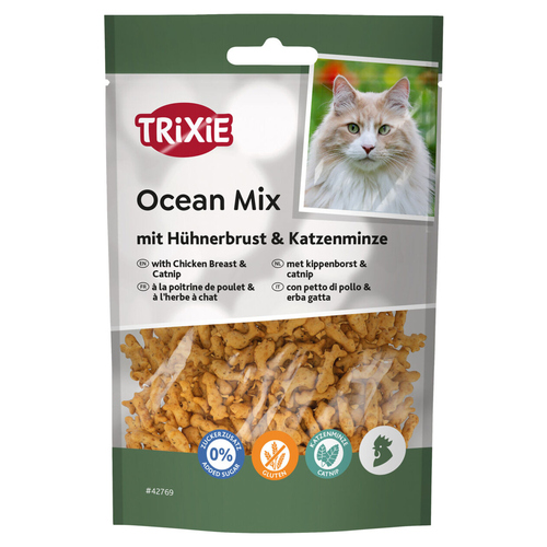 Trixie Katzensnack Ocean Mix mit Hühnerbrust & mit Katzenminze 50 g - 6 Stück / Sparpaket Trixie Katzensnack Ocean Mix mit Hühnerbrust & mit Katzenminze 50 g - 6 Stück / Sparpaket