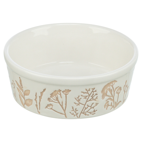 Trixie Keramiknapf mit floralem Muster weiß/taupe, Durchmesser: 20 cm