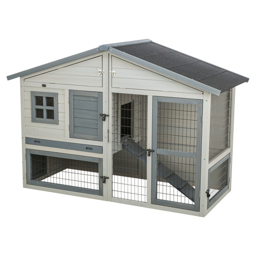 Trixie Kleintierstall mit Freilaufgehege grau, Maße: 175 x 110 x 70 cm