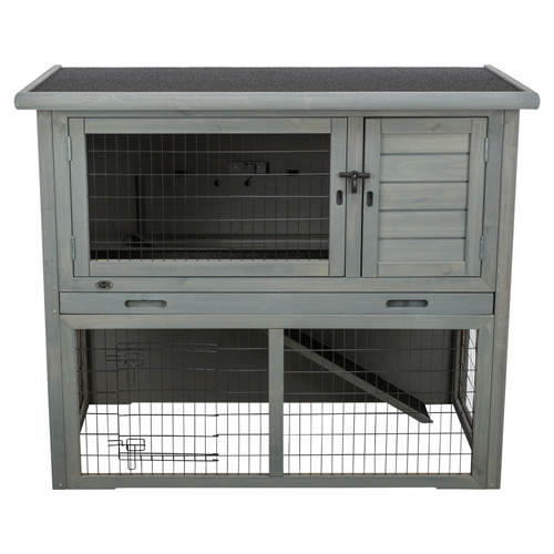 Trixie Kleintierstall mit Freilaufgehege und Flachdach grau
