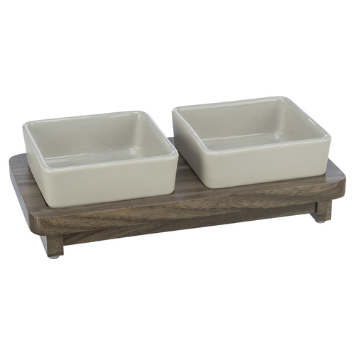 Trixie Napf-Set CityStyle aus Keramik/MDF grau/braun für Katzen