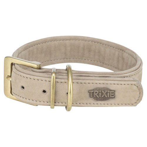 Trixie Pure Halsband, Leder extra breit hellgrau, Größe: L
