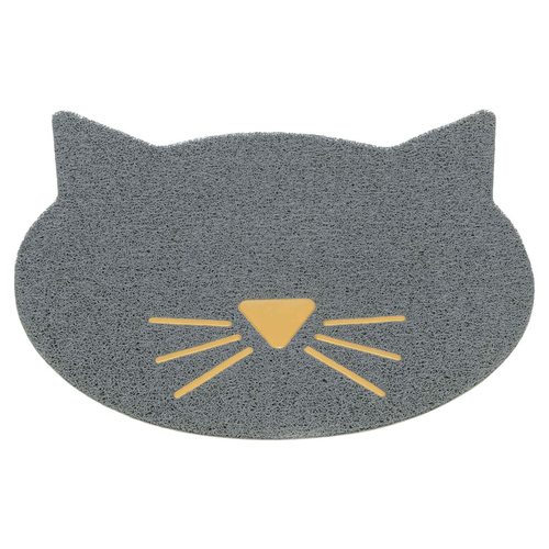 Trixie Vorleger für Katzentoiletten Katzenkopf PVC hellgrau, Maße: 40 x 42 cm