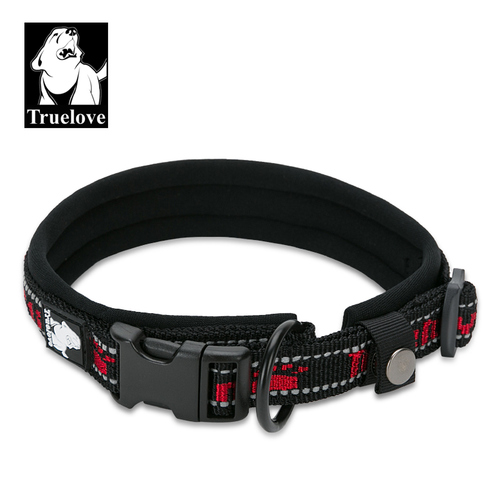 TrueLove Nylon Halsband mit Neopren unterlegt schwarz/rot, Größe: M TrueLove Nylon Halsband mit Neopren unterlegt schwarz/rot, Größe: M