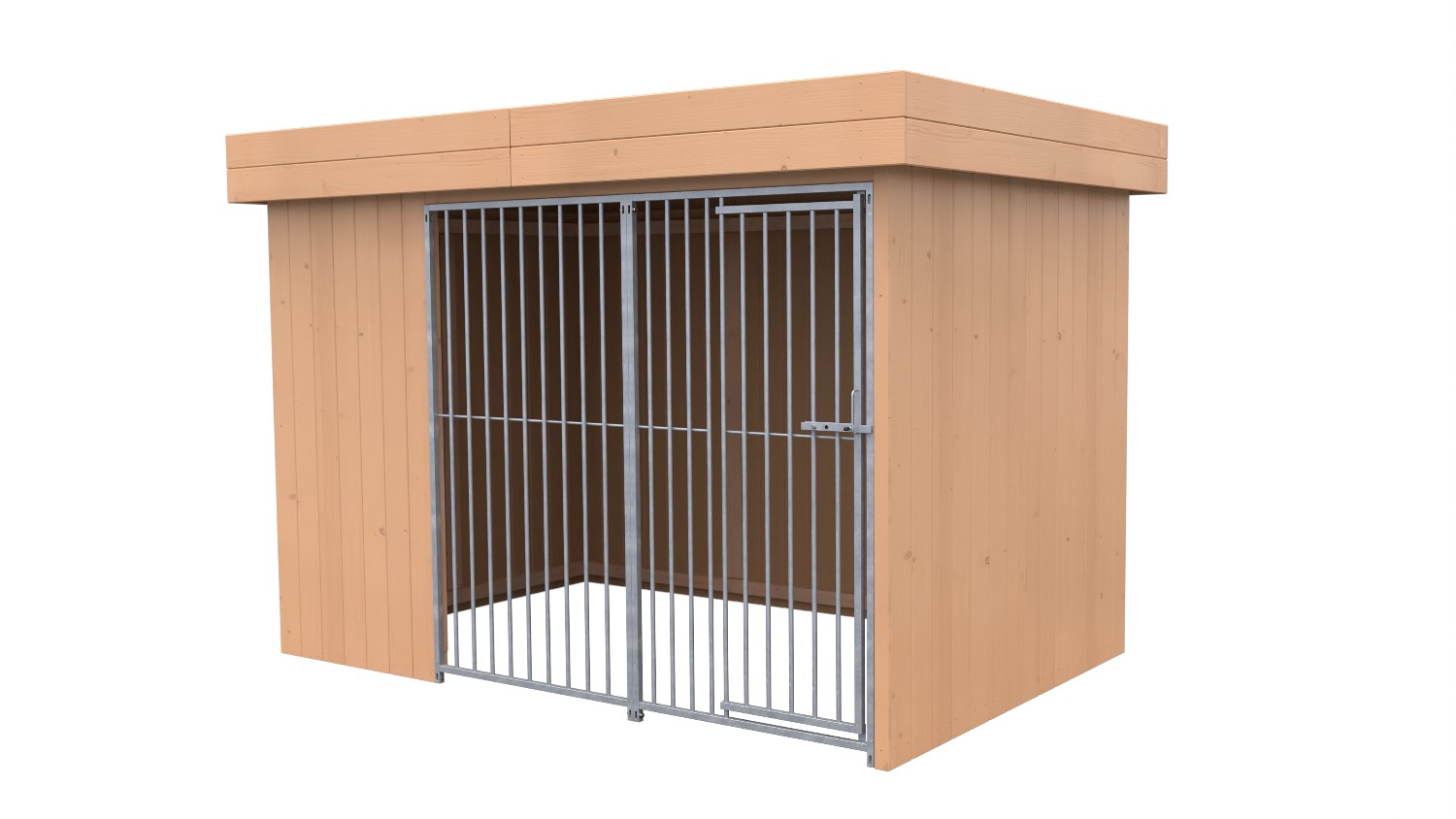 Villa Holz-Hundezwinger 2 x 3 m | Flachdach | braun | Rohrstab Abstand 8 cm