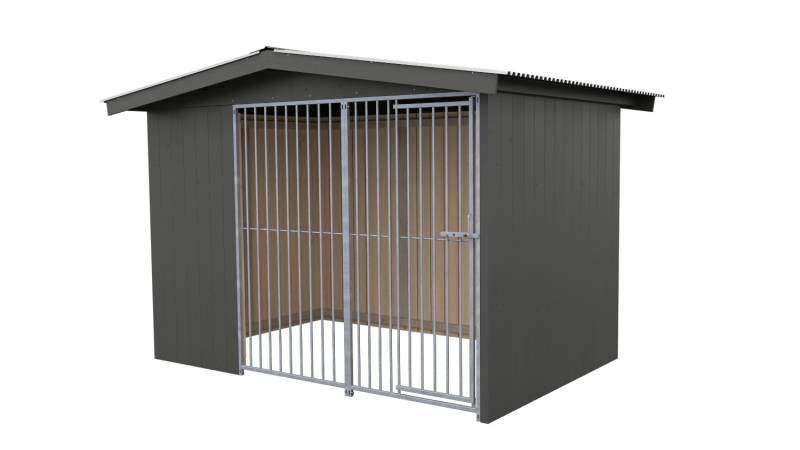 Villa Holz-Hundezwinger 2 x 3 m | Satteldach | Graphitgrau | Rohrstab Abstand 8 ...