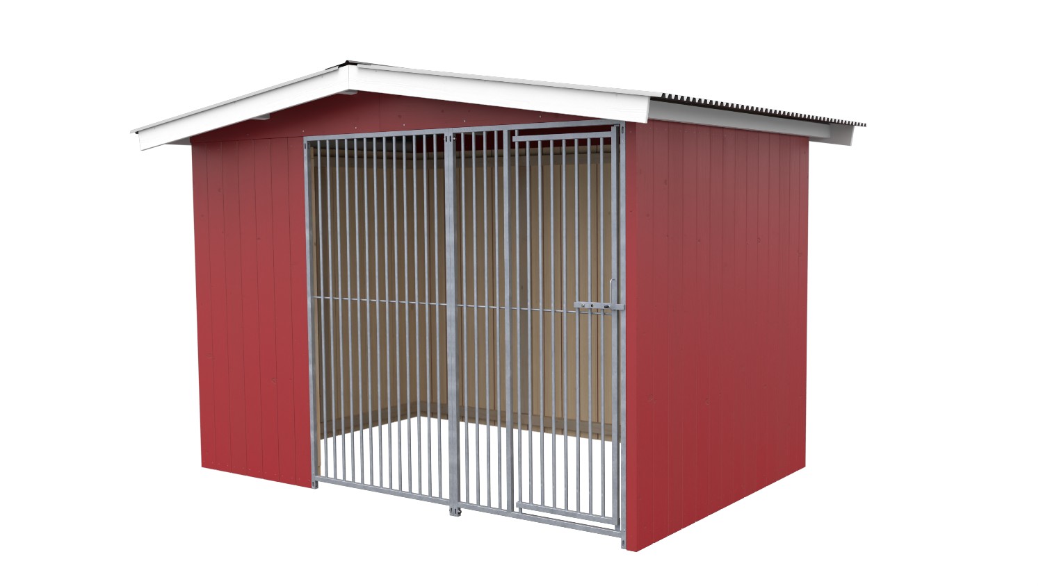 Villa Holz-Hundezwinger 2 x 3 m | Satteldach | Schwedenrot | Rohrstab Abstand 5 ...