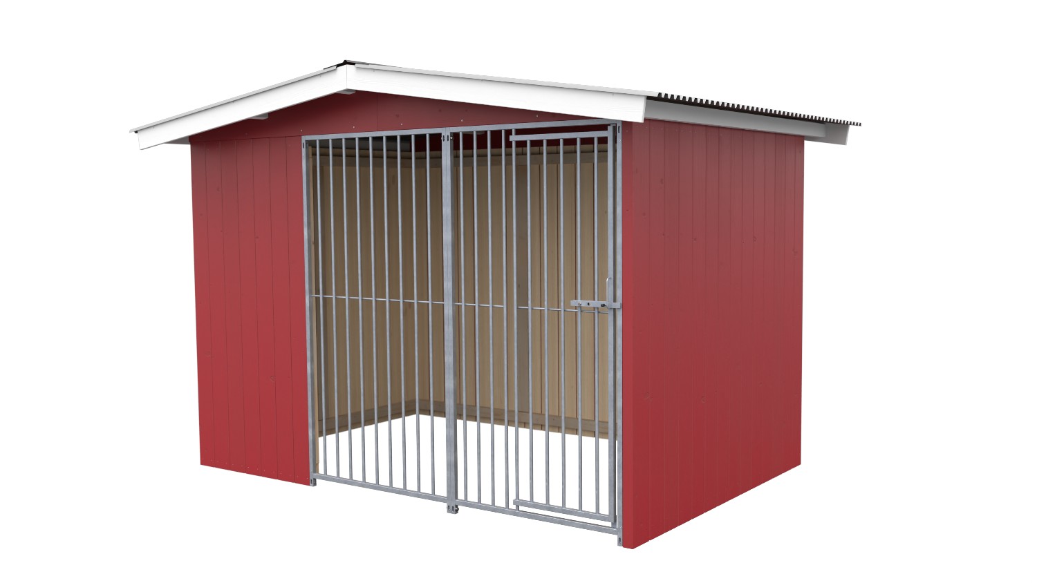 Villa Holz-Hundezwinger 2 x 3 m | Satteldach | Schwedenrot | Rohrstab Abstand 8 ...