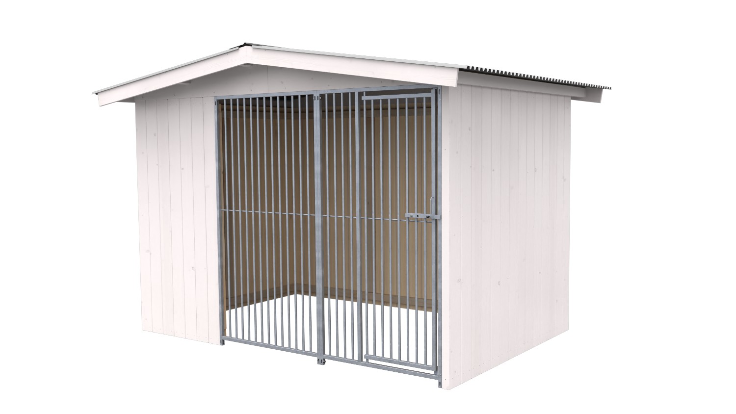 Villa Holz-Hundezwinger 2 x 3 m | Satteldach | Weiß lasiert | Rohrstab Abstand 5... Villa Holz-Hundezwinger 2 x 3 m | Satteldach | Weiß lasiert | Rohrstab Abstand 5...