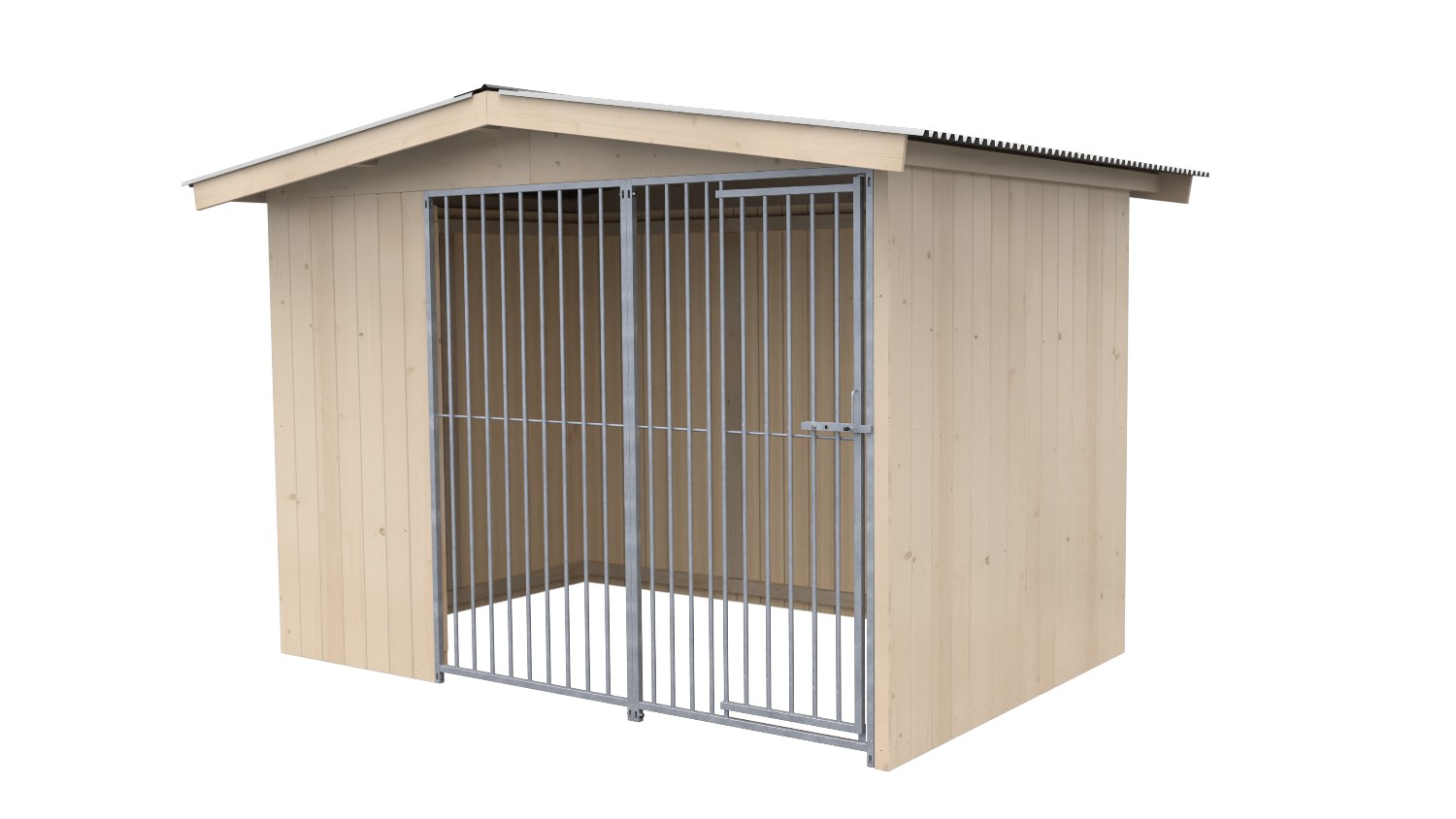 Villa Holz-Hundezwinger 2 x 3 m | Satteldach | naturbelassen | Rohrstab Abstand ...