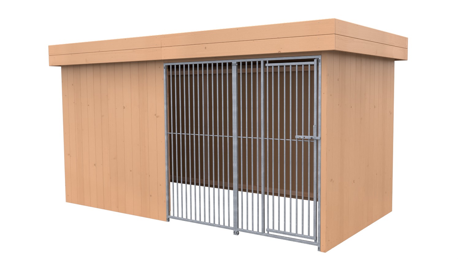 Villa Holz-Hundezwinger 2 x 4 m | Flachdach | braun | Rohrstab Abstand 5 cm Villa Holz-Hundezwinger 2 x 4 m | Flachdach | braun | Rohrstab Abstand 5 cm