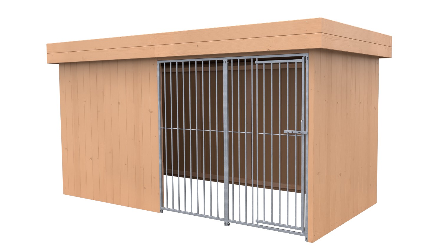 Villa Holz-Hundezwinger 2 x 4 m | Flachdach | braun | Rohrstab Abstand 8 cm Villa Holz-Hundezwinger 2 x 4 m | Flachdach | braun | Rohrstab Abstand 8 cm