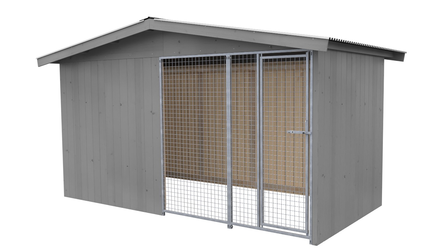 Villa Holz-Hundezwinger 2 x 4 m | Satteldach | Platingrau | Gitter Villa Holz-Hundezwinger 2 x 4 m | Satteldach | Platingrau | Gitter