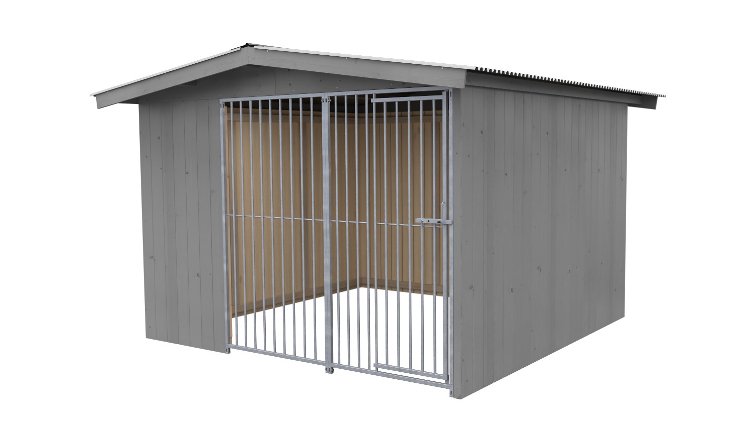 Villa Holz-Hundezwinger 3 x 3 m | Satteldach | Platingrau | Rohrstab Abstand 8 c... Villa Holz-Hundezwinger 3 x 3 m | Satteldach | Platingrau | Rohrstab Abstand 8 c...