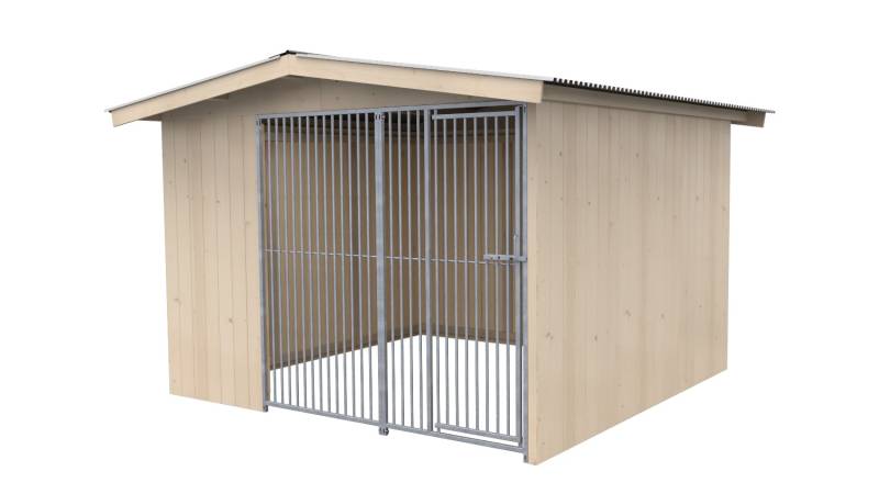 Villa Holz-Hundezwinger 3 x 3 m | Satteldach | naturbelassen | Rohrstab Abstand ...