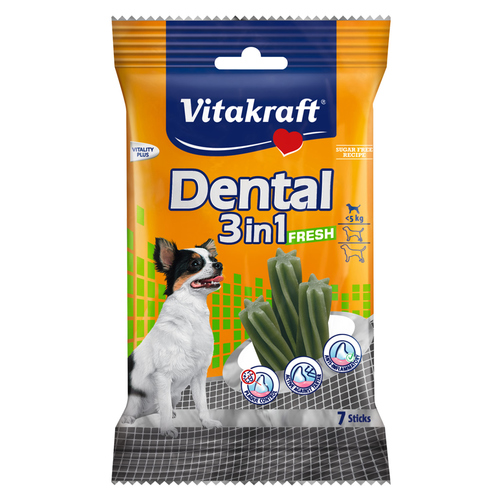 Vitakraft Dental 3in1 Fresh, XS, bis 5 kg, 7 Stück, 70 g Vitakraft Dental 3in1 Fresh, XS, bis 5 kg, 7 Stück, 70 g