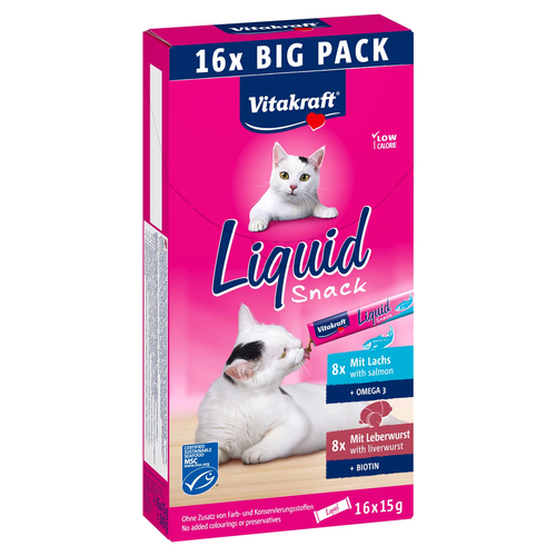 Vitakraft Liquid Snack Leberwurst + Lachs MSC 16 x 15 g
