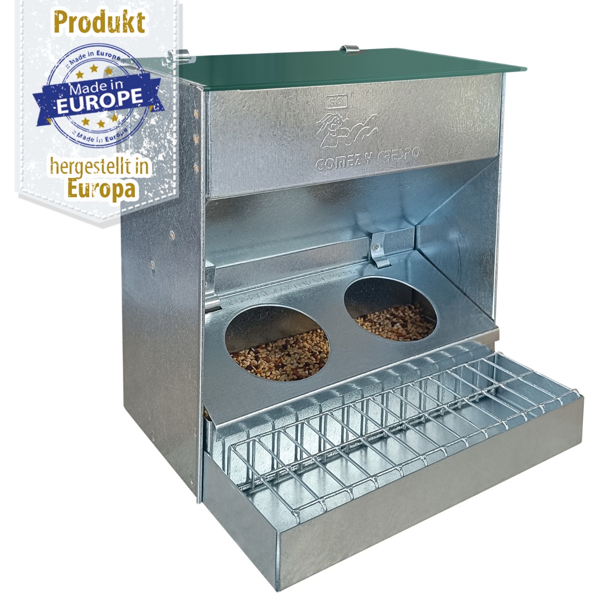 Vogel Futterautomat für Sittiche verzinkt - 2 Fressstellen
