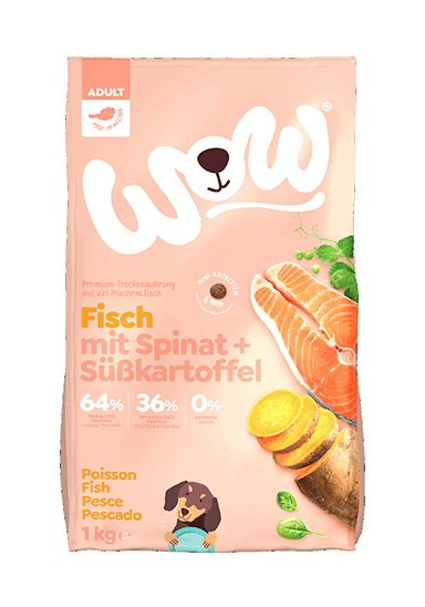 WOW HUNDE TROCKENFUTTER ADULT FISCH MIT SPINAT & Süßkartoffel - Sparpaket: 2 x 6kg