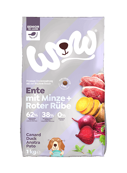 WOW  HUNDE TROCKENFUTTER SENIOR ENTE MIT MINZE & Roter Rübe - 6kg