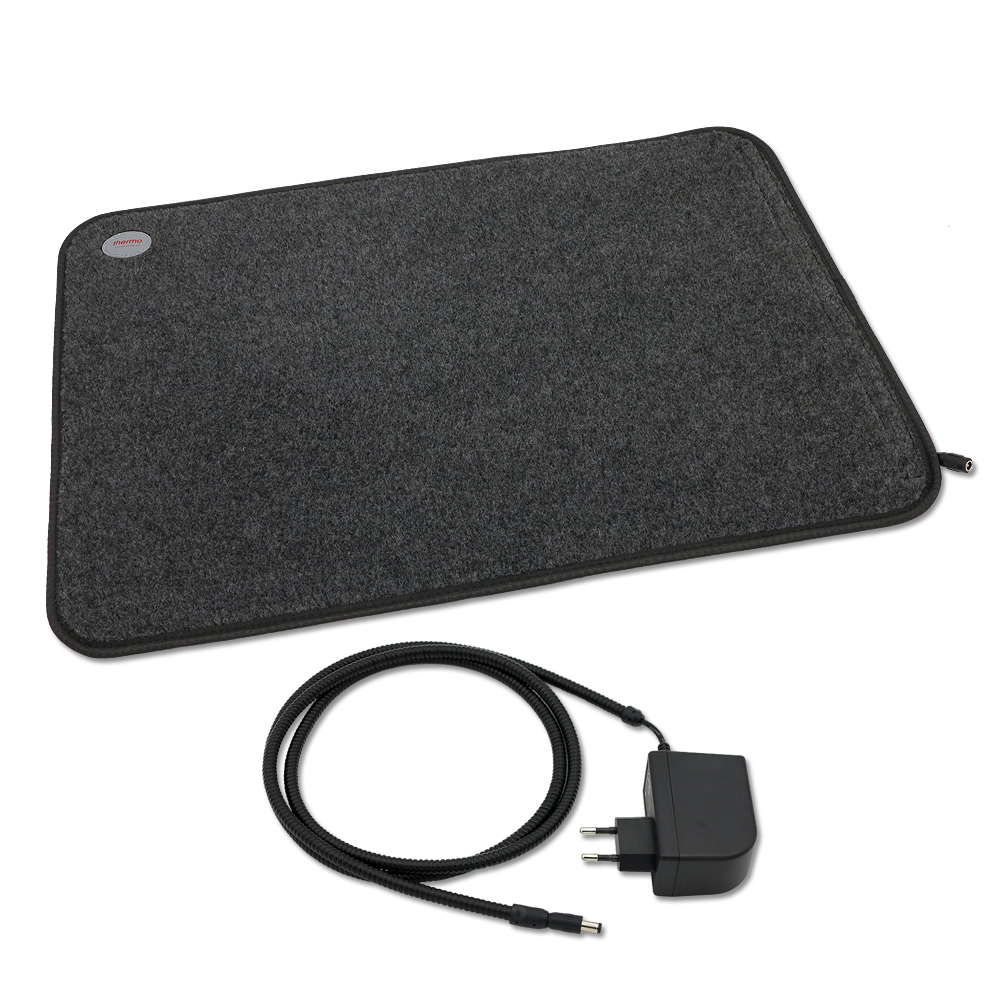 Wärmeplatte Filz 230/24V 40x60 cm inkl. Trafo, mit Bissschutz, Kabel absteckbar