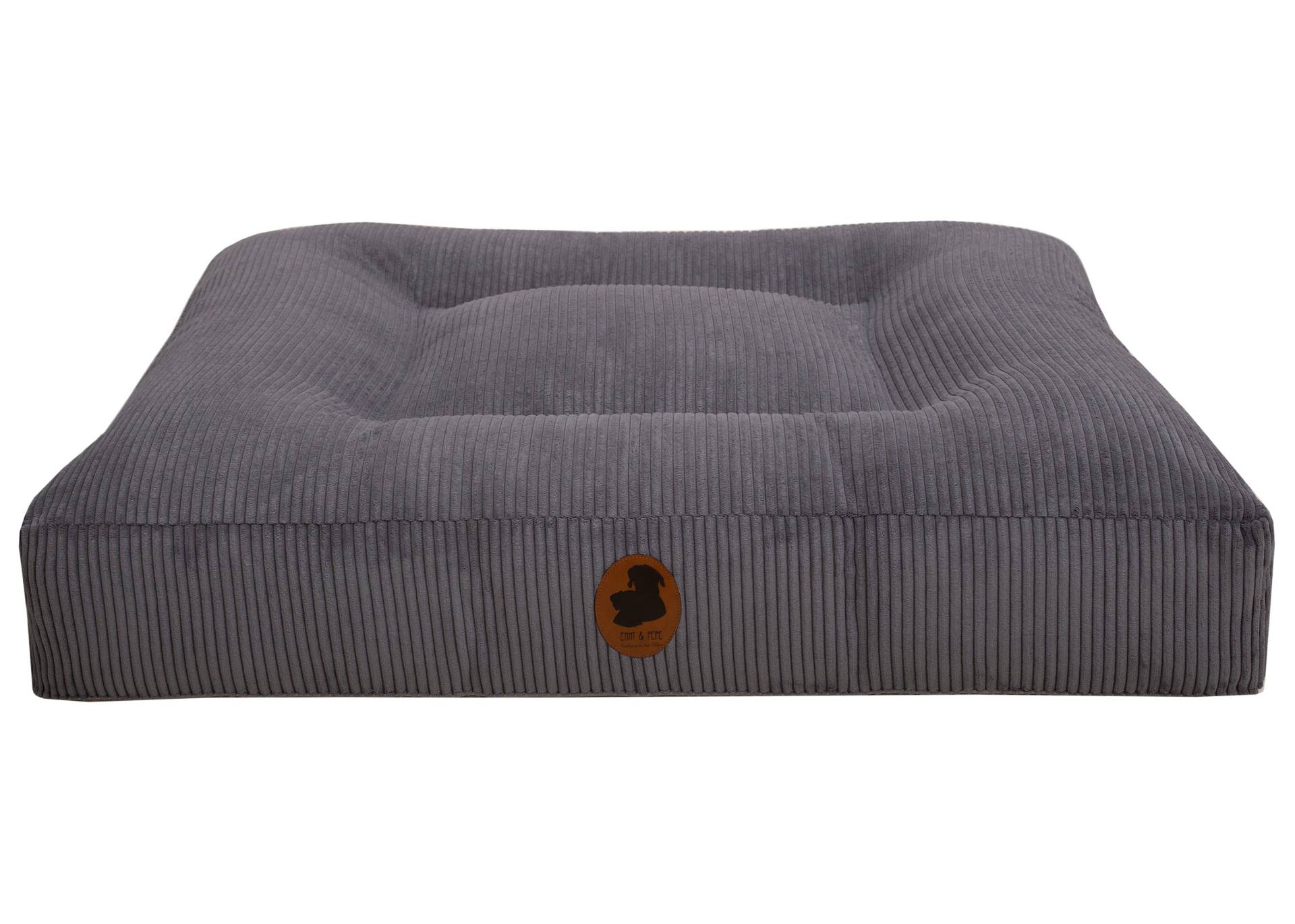 Wau-Bed Cord Dark Grey / Eckig / S (80x60cm) von EMMY&PEPE
