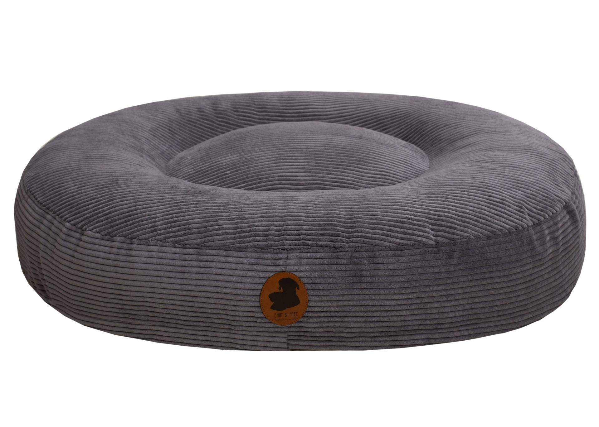 Wau-Bed Cord Dark Grey / Oval / L (120x100cm) von EMMY&PEPE
