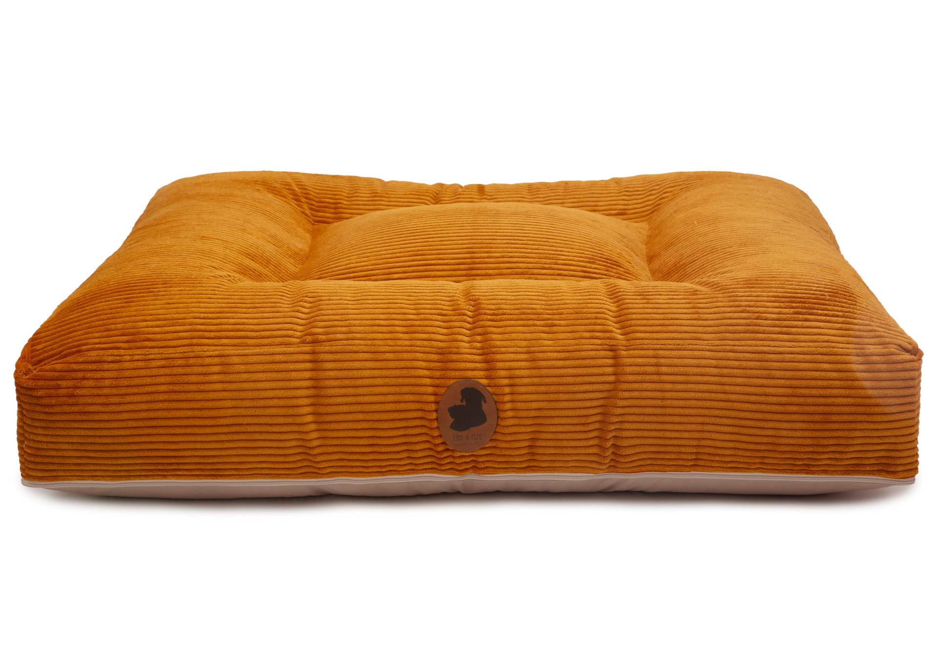 Wau-Bed Cord Mustard / Eckig / S (80x60cm) von EMMY&PEPE