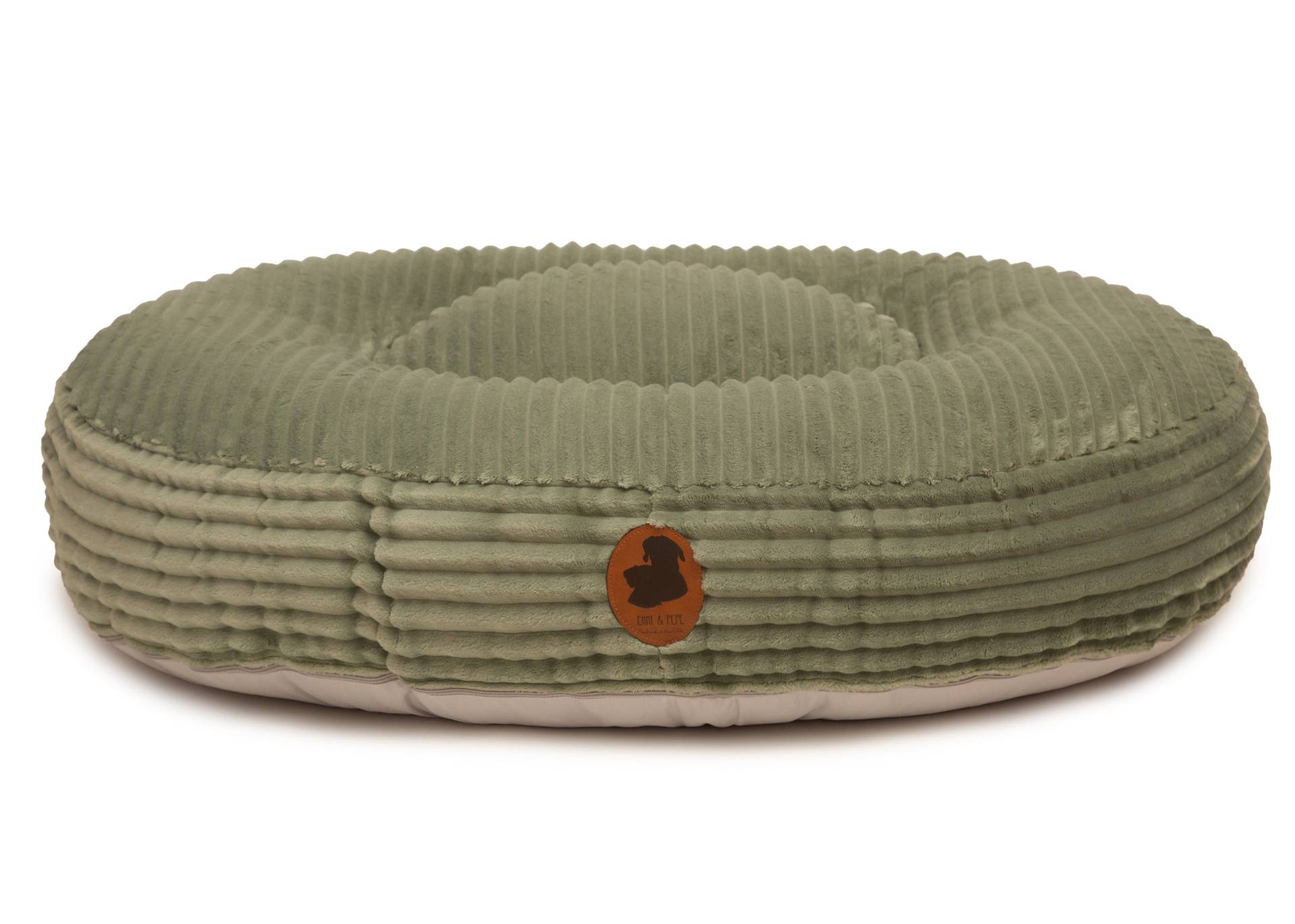 Wau-Bed Kuschelcord Green / Oval / M (100x80cm) von EMMY&PEPE