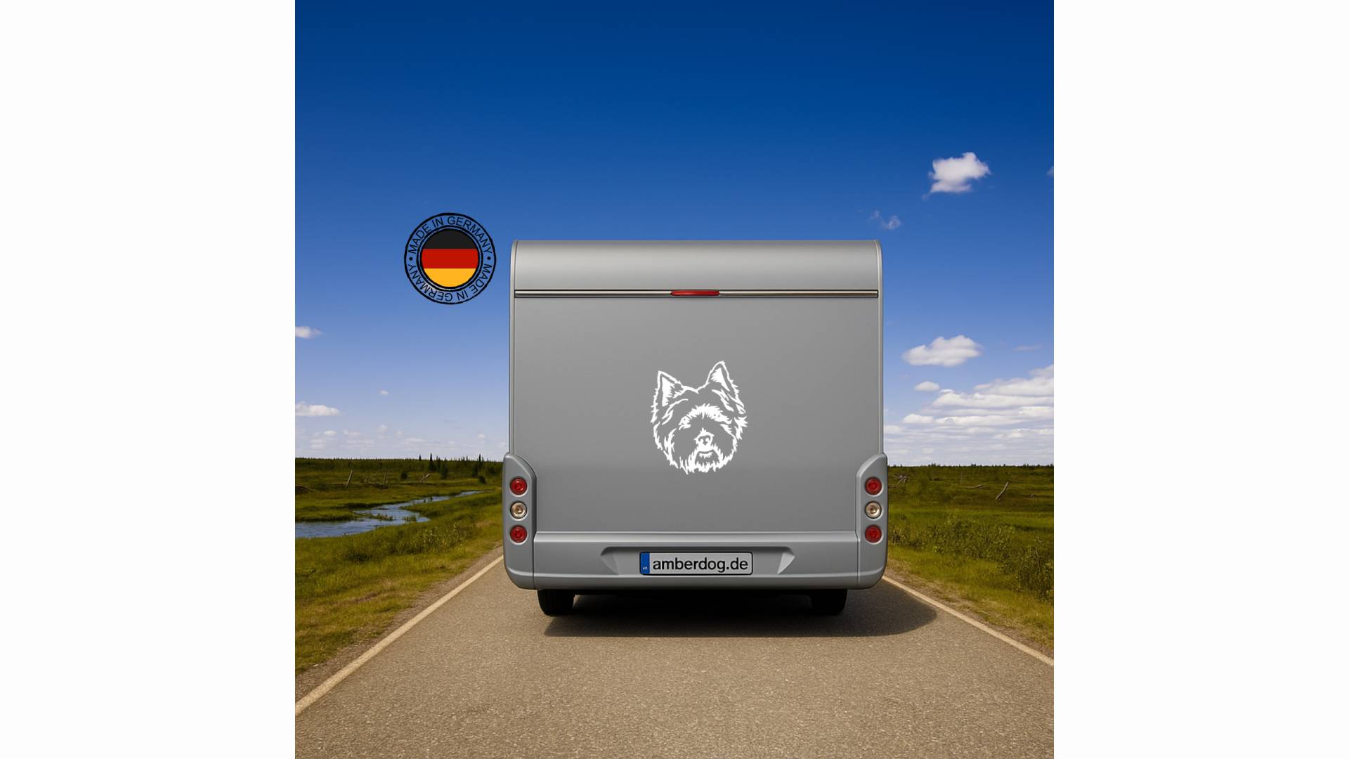 Westie West Highland White Terrier Kopf Auto Wohnmobil Aufkleber I Wandtattoo - H20cm / Schwarz