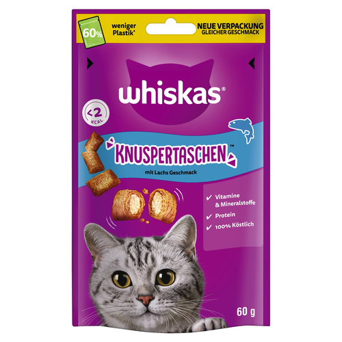 Whiskas Knuspertaschen mit Lachs Geschmack 60 g - 6 Stück
