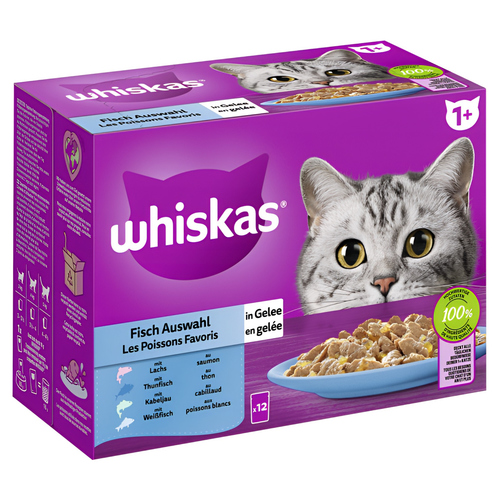 Whiskas Multipack 1+ Fisch Auswahl in Gelee 12 x 85 g - 4 Stück