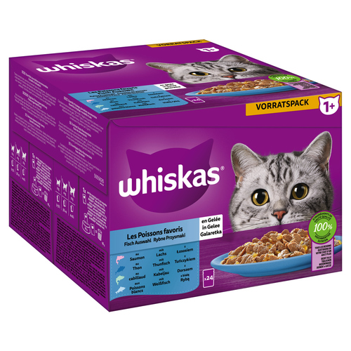 Whiskas Multipack 1+ Fisch Auswahl in Gelee 24 x 85 g - 2 Stück