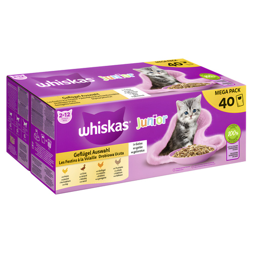 Whiskas Multipack Junior Geflügel Auswahl in Gelee 40 x 85 g