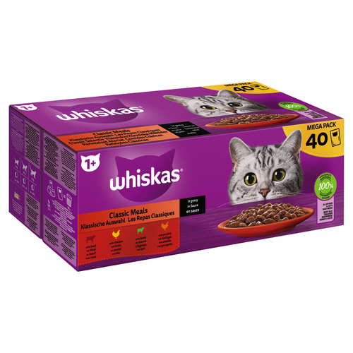 Whiskas Multipack Mega Pack 1+ Klassische Auswahl in Sauce 40 x 85 g Whiskas Multipack Mega Pack 1+ Klassische Auswahl in Sauce 40 x 85 g
