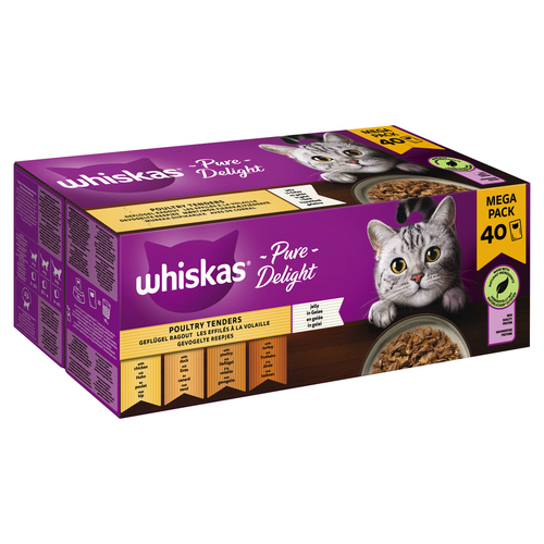 Whiskas Multipack Mega Pack PURE DELIGHT Geflügel Ragout in Gelee 40 x 85 g