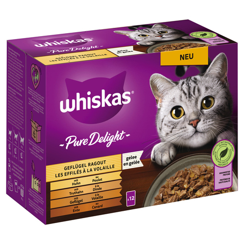 Whiskas Multipack PURE DELIGHT Geflügel Ragout in Gelee 12 x 85 g - 4 Stück