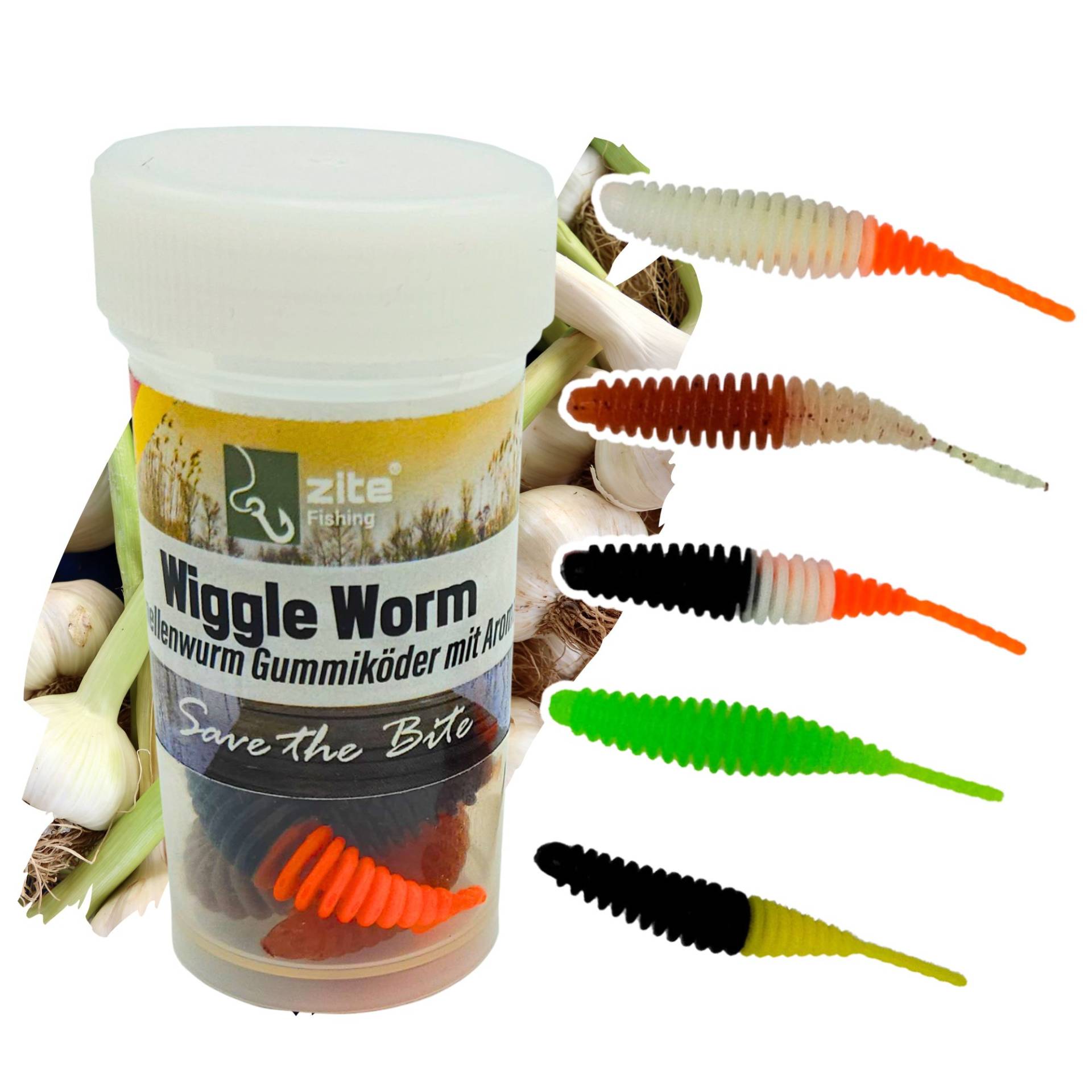 Wiggle Worm Allround Mix Knoblauch 5,5 cm 10 Stück Forellen-Gummiköder