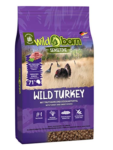 Wildborn Wild Turkey mit Truthahn & Süßkartoffel | getreidefreies Hundefutter, sensitives Hundefutter ohne Zusatzstoffe mit extra viel Fleisch Made in Germany von Wildborn