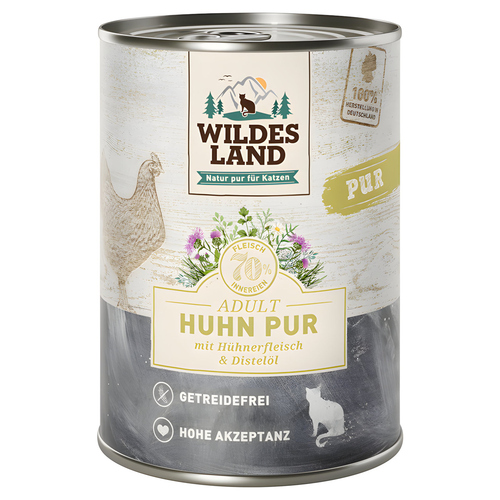 Wildes Land Huhn PUR mit Distelöl für Katzen 400 g