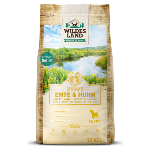 Wildes Land Puppy Ente & Huhn mit Kartoffeln und Wildkräutern 12 kg