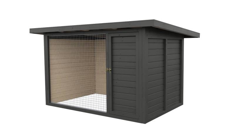 Winterberg-Luxus Holzzwinger mit Pultdach 2 x 3 m | graphitgrau | Gitter 5x5 cm