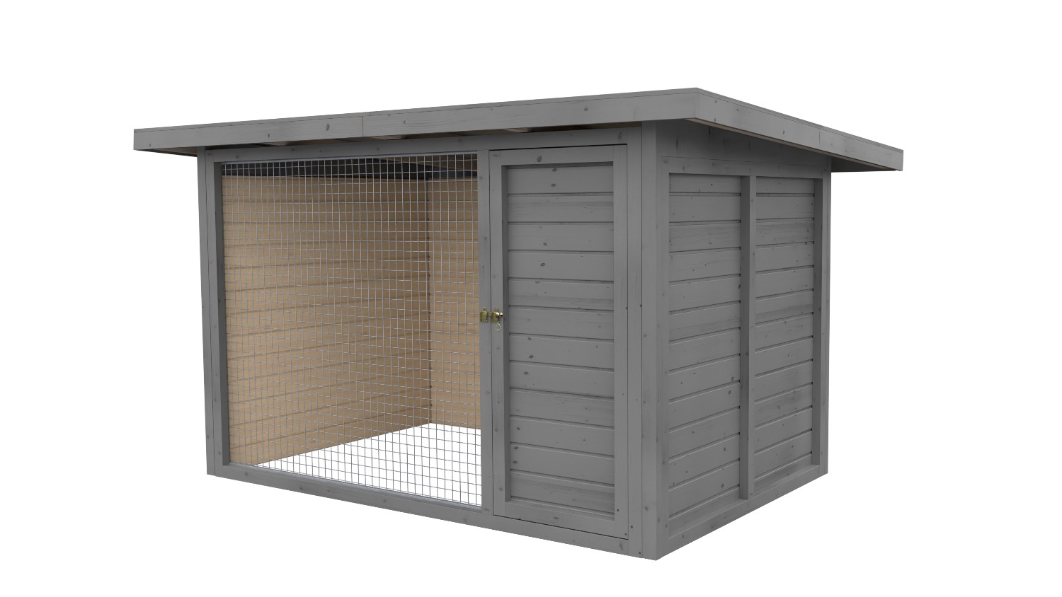 Winterberg-Luxus Holzzwinger mit Pultdach 2 x 3 m | platingrau | Gitter 5x5 cm