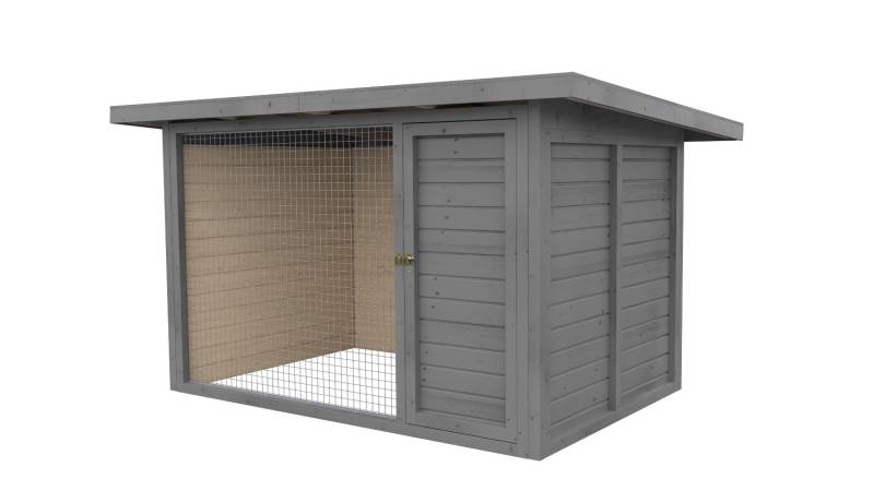 Winterberg-Luxus Holzzwinger mit Pultdach 2 x 3 m | platingrau | Gitter 5x5 cm